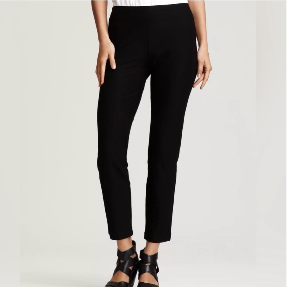 Eileen Fisher High Waist Slim Fit Pants Side Zip‎ Black